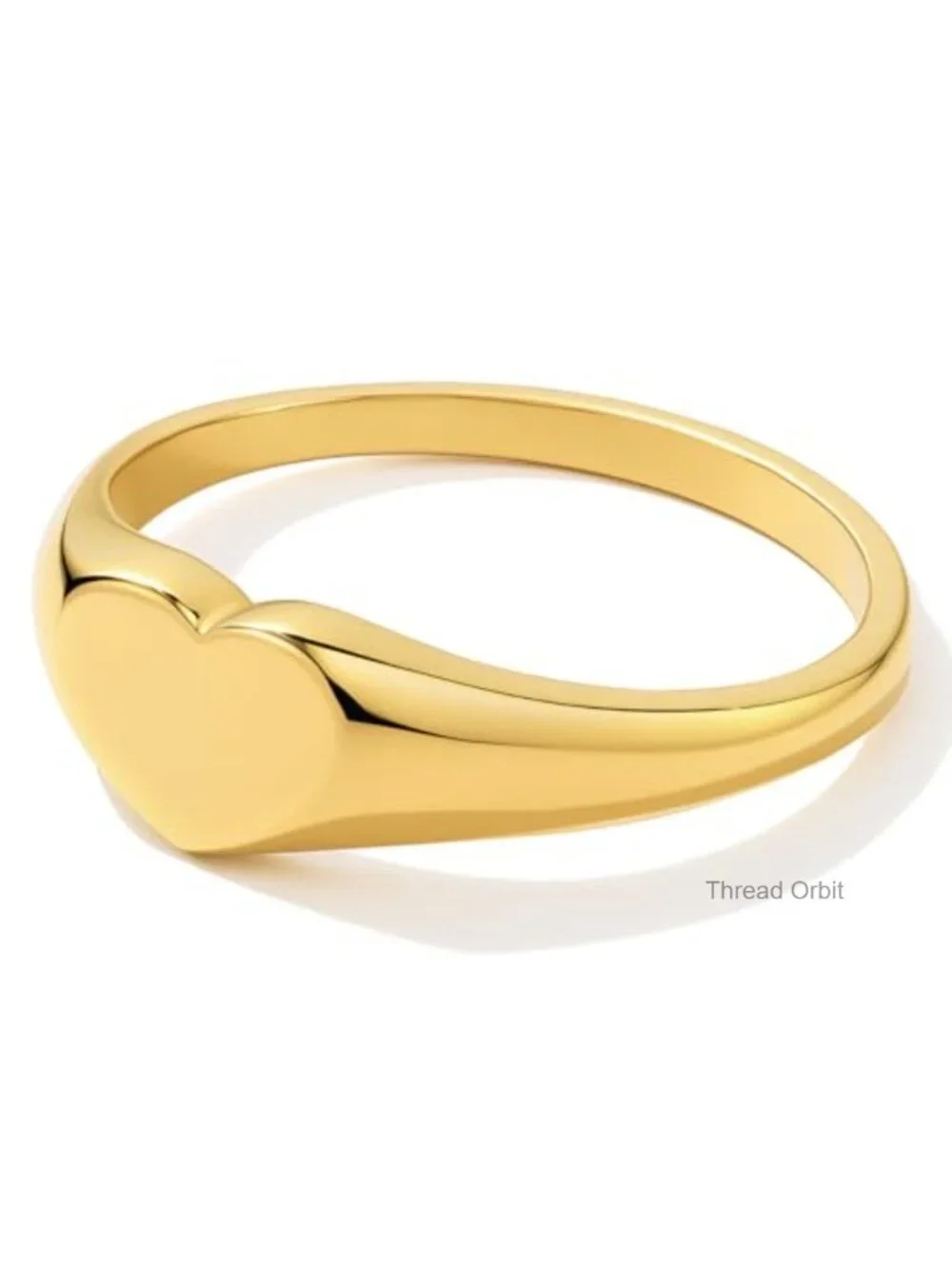 Stackable Dainty Oval Heart Signet Ring - 18K Gold Plated Stainless Steel